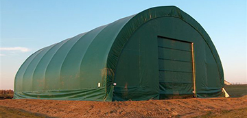 Green farm storage tent